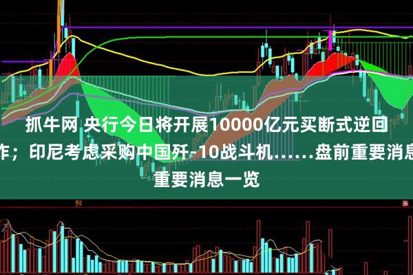 抓牛网 央行今日将开展10000亿元买断式逆回购操作；印尼考虑采购中国歼-10战斗机……盘前重要消息一览