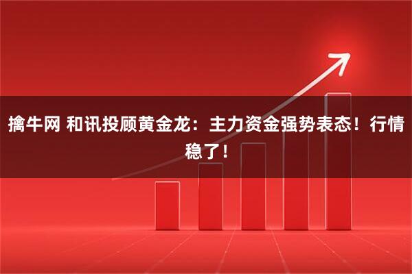 擒牛网 和讯投顾黄金龙：主力资金强势表态！行情稳了！